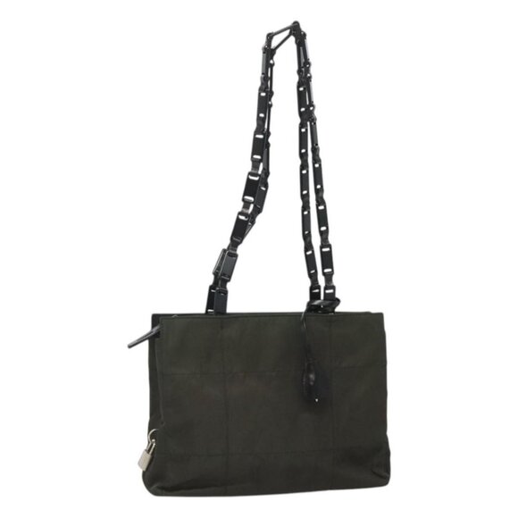 PRADA Tote Bag Nylon Green Silver Auth - Picture 1 of 16